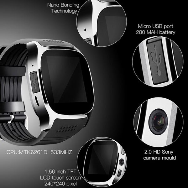 New 1.58 Inch Compact Fitness Tracker Smart Watch With LCD Touch Screen For Android IOS