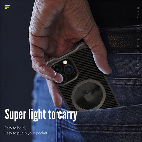 New Carbon Fiber Ultra Thin Metallic Bumper Case Cover W/ Lens Protection For iPhone 15 14 13 Series