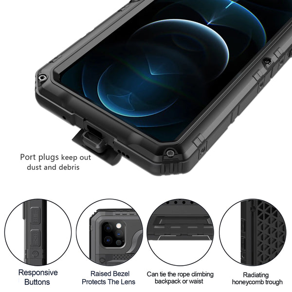 New Deluxe Armor IP68 Water-Resistant Shockproof Dustproof Snowproof Case Cover for iPhone 14 13 12 11 Series