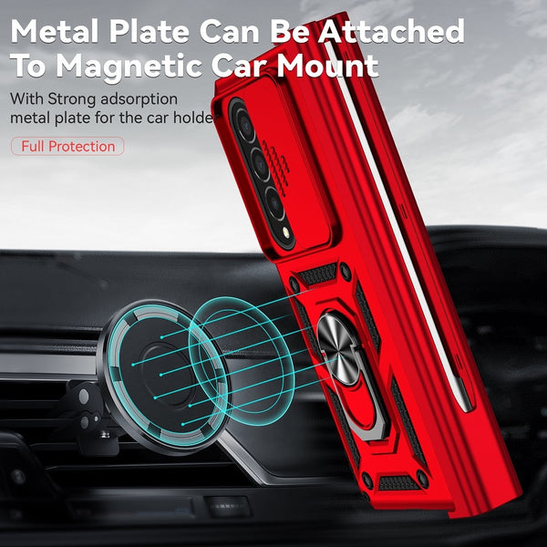 New Ultra Compact Magnetic Protective Bumper Case With Lens Cover Ring Holder Kickstand For Samsung Galaxy Z Fold 4 Series