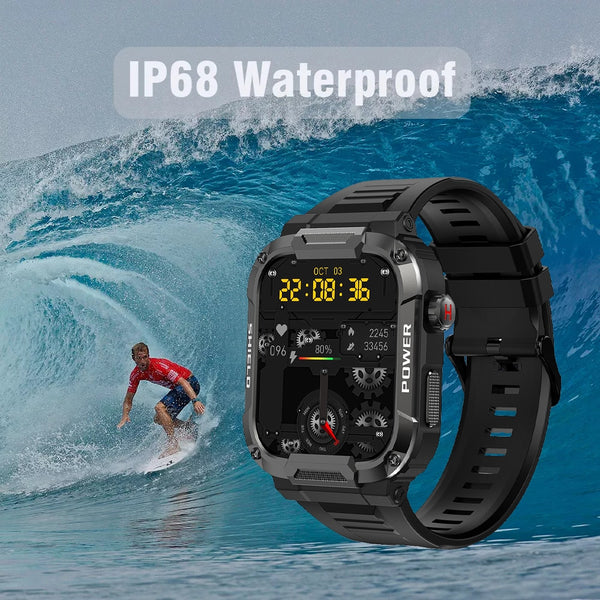 New IP68 Water Resistant Rugged Outdoor Sports Fitness Tracker Smart Watch With Bluetooth Calling