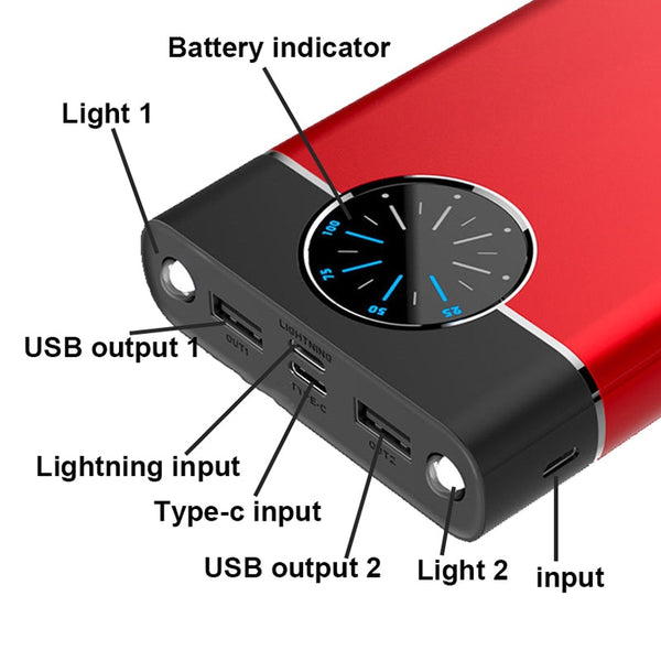 New Ultra Compact 80000mAh Power Bank External Battery Charger With Flashlight Compass For Travel Camping