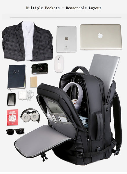 New Large Capacity Multifunctional Business Travel Water-Resistant Backpack Laptop Bag With USB Port