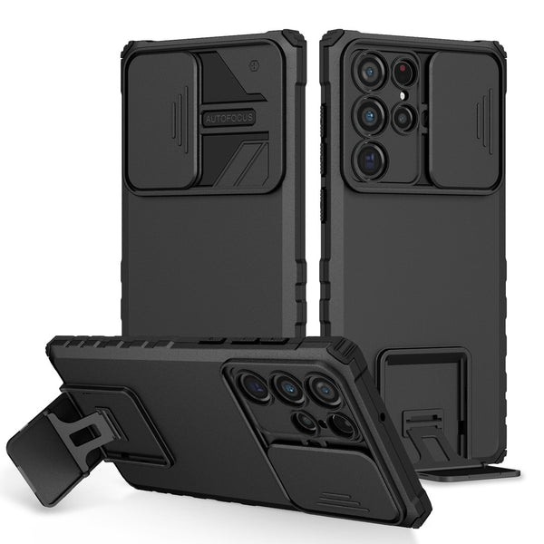 New Super Compact Protective Ring Holder Kickstand Case Bumper With Camera Slide For Samsung Galaxy S25 S24 Plus Ultra Series