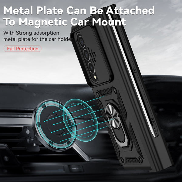 New Ultra Compact Magnetic Protective Bumper Case With Lens Cover Ring Holder Kickstand For Samsung Galaxy Z Fold 4 Series