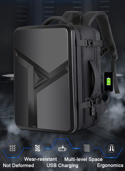 New Hard Shell Water-Resistant Business Travel Backpack Laptop Bag With Expandable Capacity