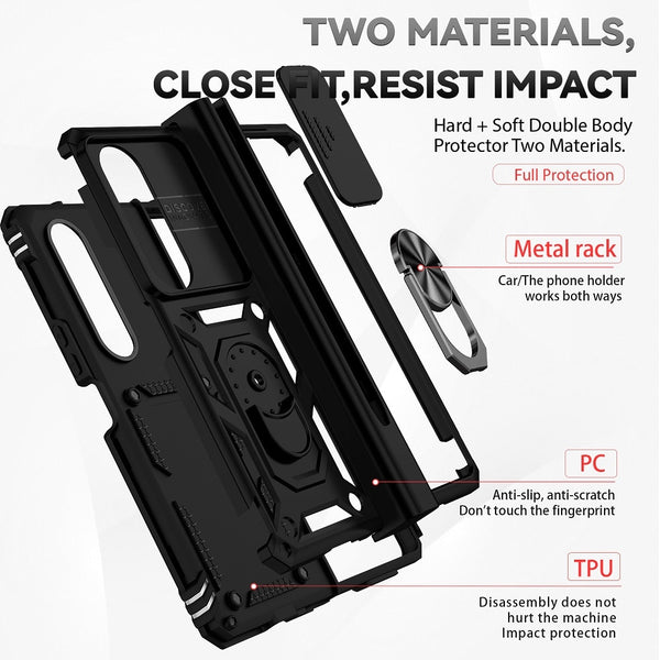 New Ultra Compact Magnetic Protective Bumper Case With Lens Cover Ring Holder Kickstand For Samsung Galaxy Z Fold 4 Series