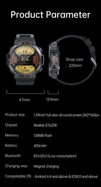 New Multisport Outdoor Fitness Tracker Sports Smart Watch With HD Touch Screen Bluetooth Calling