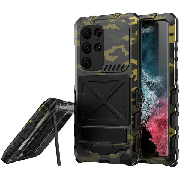 New Heavy Duty Metallic Case Bumper With Kickstand For Samsung Galaxy S23 Plus Ultra Series