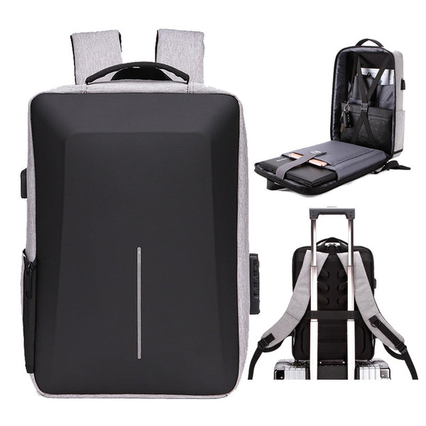 New Smart Lightweight Hard Shell Water Repellent Antitheft Backpack Laptop Bag With USB Port