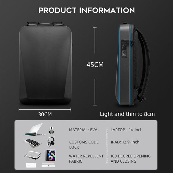 New 15.6 Inch Ultra Slim Hard Shell Anti-Theft Backpack Business Travel Laptop Bag With USB Port