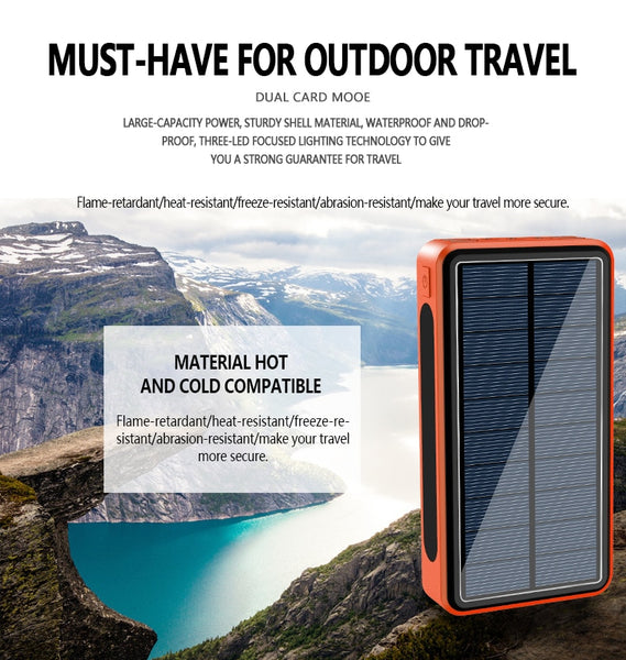 New Heavy Duty 80000mAh Outdoor Solar Fast Charging Power Bank External Charger For Travel Camping