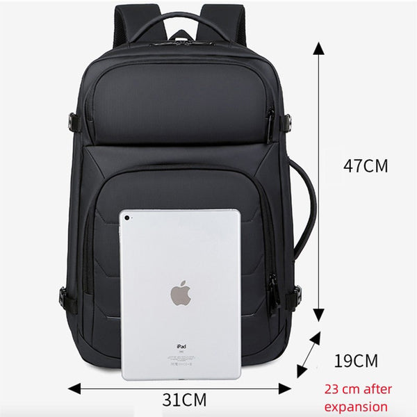 New 17 Inch Large Capacity Expandable Water-Resistant Notebook Laptop Bag Backpack With USB Port For Business & Travel