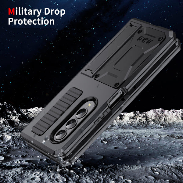 New Metallic Drop-Resistant Rugged Magnetic Case Armor With Kickstand For Samsung Galaxy Fold 4 Series