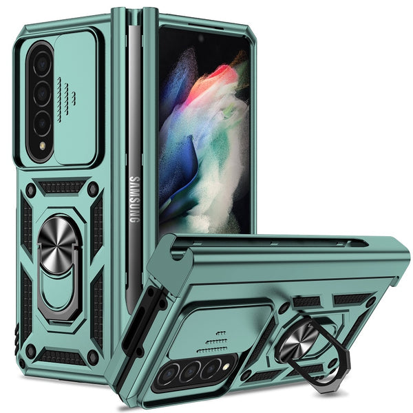 New Ultra Compact Magnetic Protective Bumper Case With Lens Cover Ring Holder Kickstand For Samsung Galaxy Z Fold 4 Series