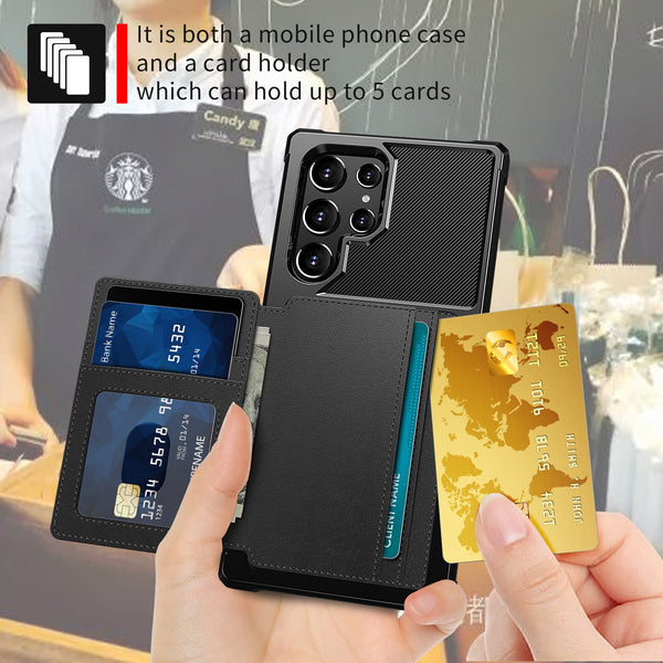 New Flip Wallet Credit Card Slot Protective Armor Case For Samsung Galaxy S25 S24 Plus Ultra Series