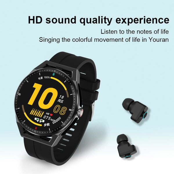 New 2-In-1 Multisport Fitness Tracker Smart Watch With HIFI Wireless Stereo Earbuds