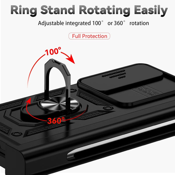 New Ultra Compact Magnetic Protective Bumper Case With Lens Cover Ring Holder Kickstand For Samsung Galaxy Z Fold 4 Series