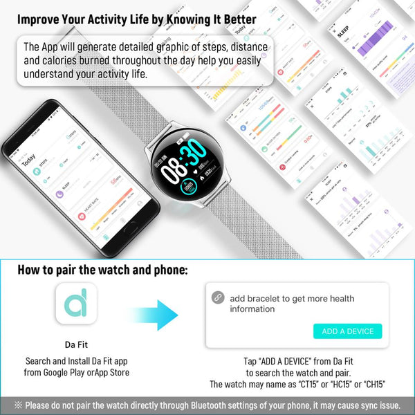 New Ultra Slim Fitness Tracker Multisport Smart Watch Bracelet For Android IOS
