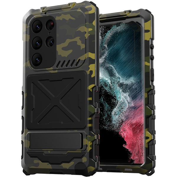 New Heavy Duty Metallic Case Bumper With Kickstand For Samsung Galaxy S23 Plus Ultra Series