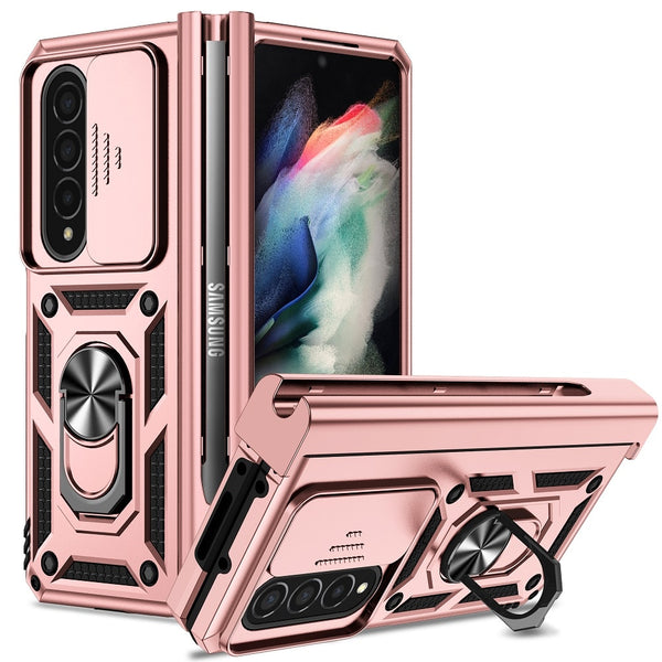 New Ultra Compact Magnetic Protective Bumper Case With Lens Cover Ring Holder Kickstand For Samsung Galaxy Z Fold 4 Series