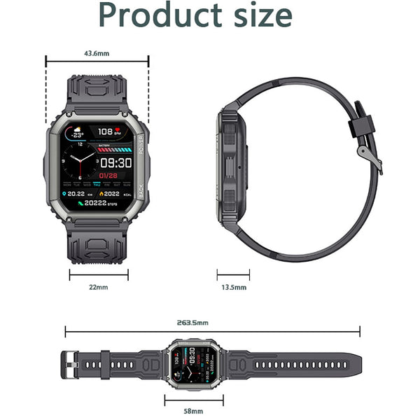 New Rugged Outdoors Sports Fitness Tracker Heavy Duty Smart Watch With Bluetooth Calling