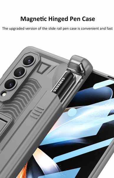 New Protective Hinge Case With Pen Slide Slot For Samsung Galaxy Z Fold 3 4 Series
