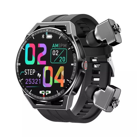 New 2-In-1 Multisport Fitness Tracker Smart Watch With HIFI Wireless Stereo Earbuds