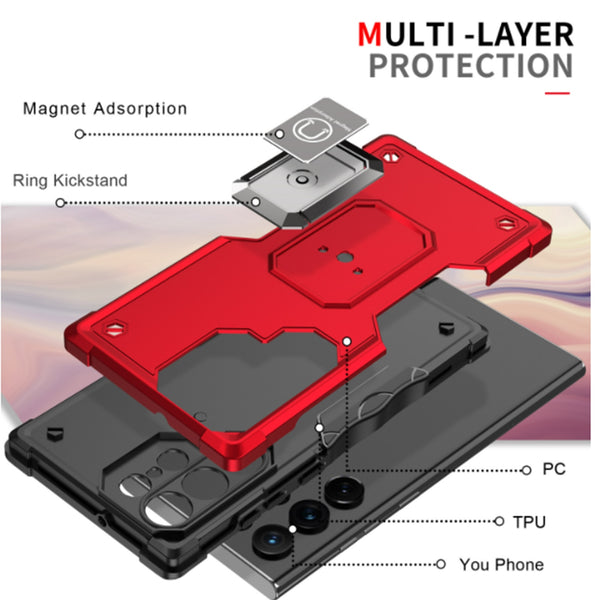 New Amor Case Drop Resistant Bumper With Magnetic Metal Ring Kickstand For Samsung Galaxy S23 S22 & Flip 3 4 Series