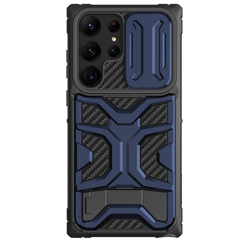 New Adventurer's Super Slim Compact Rugged Case Bumper With Camera Slide Cover Kickstand For Samsung Galaxy S23 Ultra