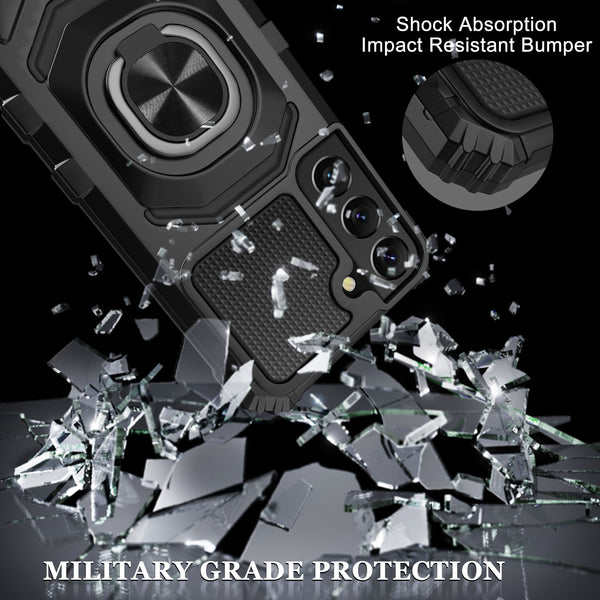 New Military Grade Bumper Armor Case With Metal Ring Kickstand For Samsung Galaxy S22 Series
