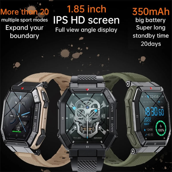 New Military-Styled Outdoor Rugged Bluetooth Sports Fitness Tracker Smartwatch For Android IOS