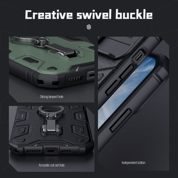 New Rugged Protective Armor Bumper Case With Camera Cover Ring Holder Kickstand For iPhone 14 Pro Max Series