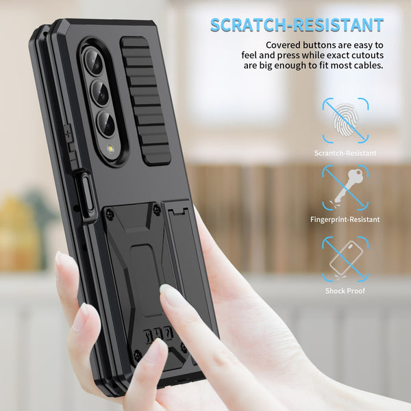 New Metallic Drop-Resistant Rugged Magnetic Case Armor With Kickstand For Samsung Galaxy Fold 4 Series