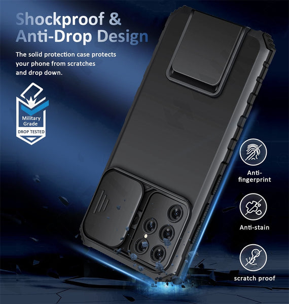 New Super Compact Protective Ring Holder Kickstand Case Bumper With Camera Slide For Samsung Galaxy S25 S24 Plus Ultra Series