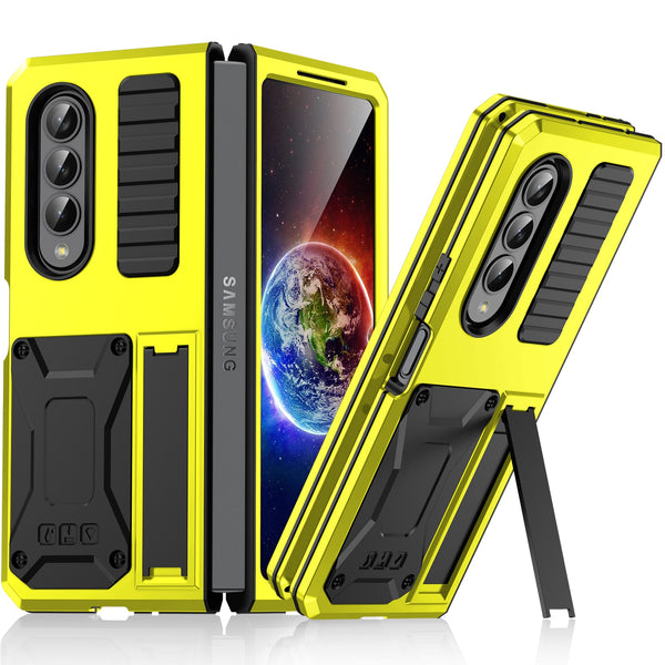 New Metallic Drop-Resistant Rugged Magnetic Case Armor With Kickstand For Samsung Galaxy Fold 4 Series