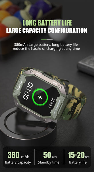 New Rugged IP68 Water-Resistant Fitness Tracker Outdoors Sports Smart Watch For Android IOS