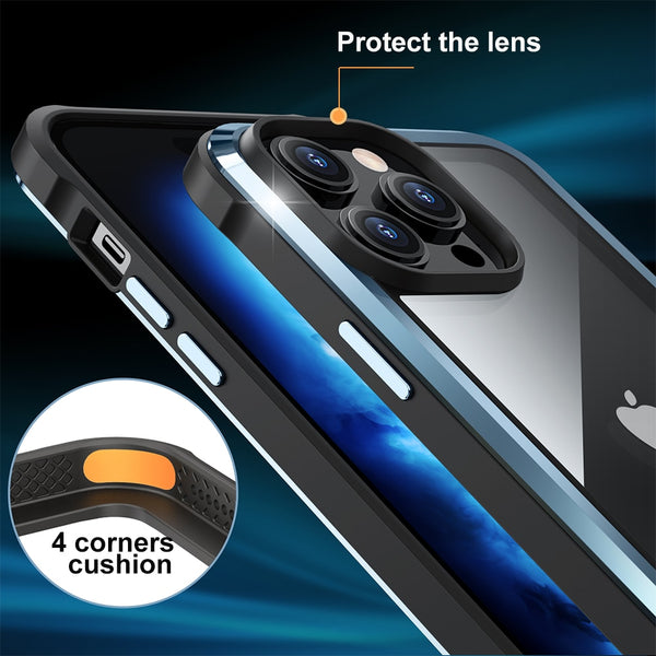 New Super Compact Heavy Duty Metallic Case Armor For iPhone 14 13 Plus Pro Max Series