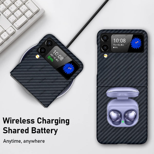 New Ultra Thin Carbon Fiber Bumper Cover Case For Samsung Galaxy Flip 4 3 Series