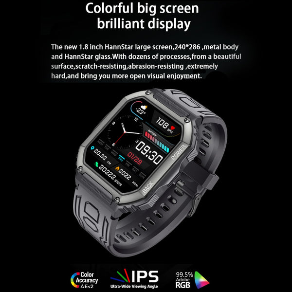 New Rugged Outdoors Sports Fitness Tracker Heavy Duty Smart Watch With Bluetooth Calling