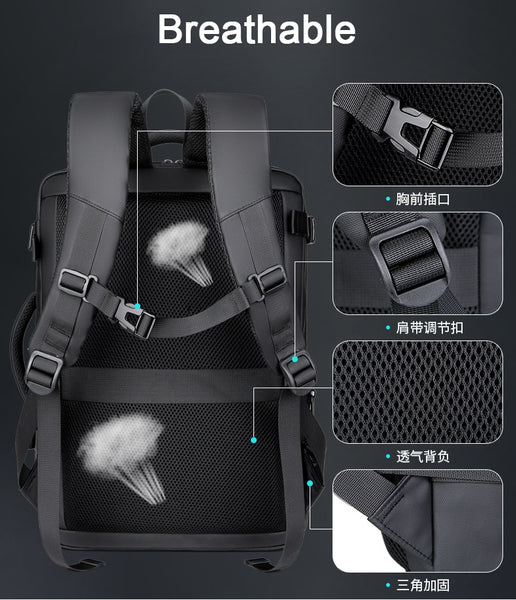 New Hard Shell Water-Resistant Business Travel Backpack Laptop Bag With Expandable Capacity
