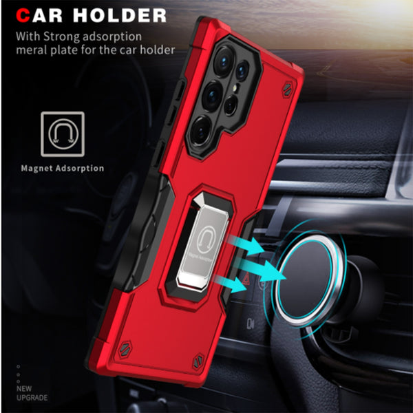 New Amor Case Drop Resistant Bumper With Magnetic Metal Ring Kickstand For Samsung Galaxy S23 S22 & Flip 3 4 Series