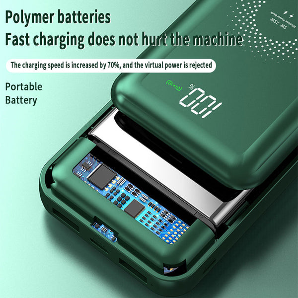 New Ultra Slim 30000mAh Portable Wireless Charger Power Bank With Cables For Travel Camping