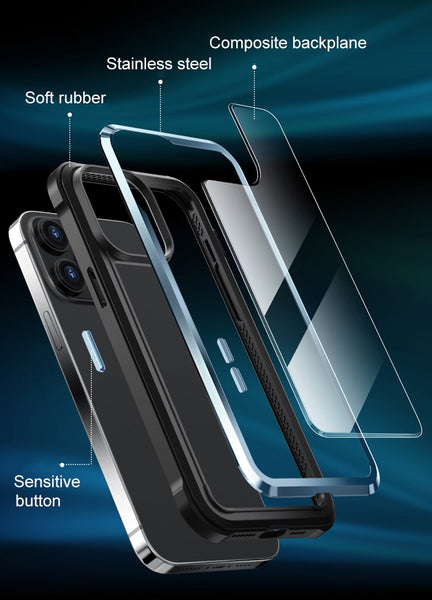 New Super Compact Heavy Duty Metallic Case Armor For iPhone 14 13 Plus Pro Max Series