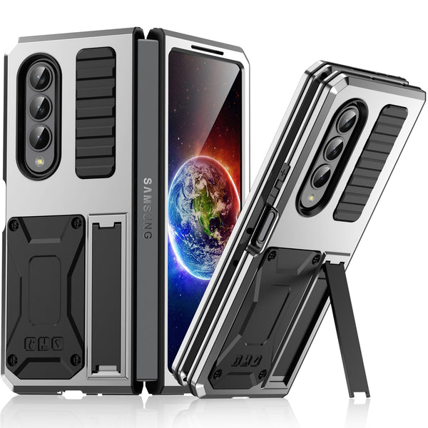 New Metallic Drop-Resistant Rugged Magnetic Case Armor With Kickstand For Samsung Galaxy Fold 4 Series