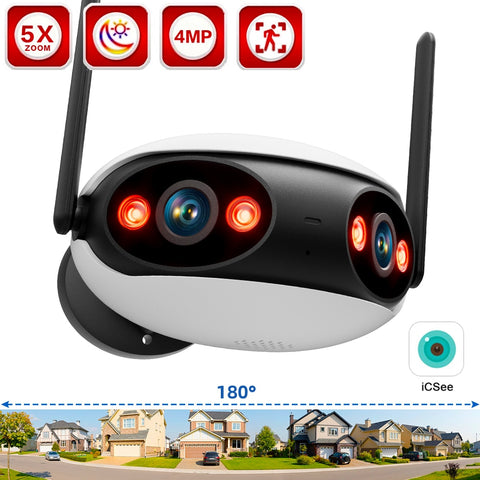 New 4MP 4K Dual Lens Ultra Wide View Angle WIFI Outdoor Security Camera