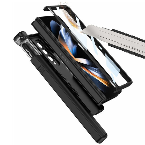 New Protective Hinge Case With Pen Slide Slot For Samsung Galaxy Z Fold 3 4 Series