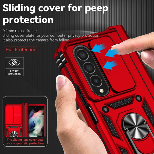 New Ultra Compact Magnetic Protective Bumper Case With Lens Cover Ring Holder Kickstand For Samsung Galaxy Z Fold 4 Series