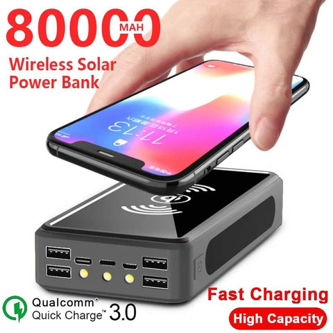 New Heavy Duty 80000mAh Outdoor Solar Fast Charging Power Bank External Charger For Travel Camping