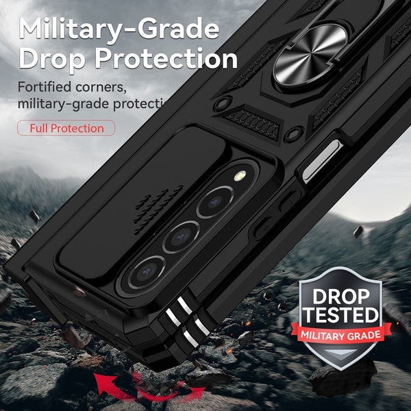 New Ultra Compact Magnetic Protective Bumper Case With Lens Cover Ring Holder Kickstand For Samsung Galaxy Z Fold 4 Series